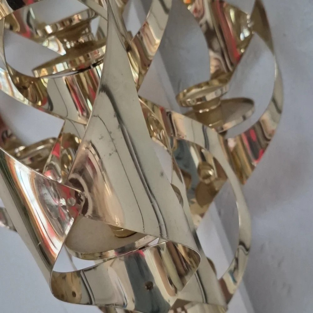 Large Vintage Mid Century Gold Brass Candle Holder Chandelier Mascot Regency